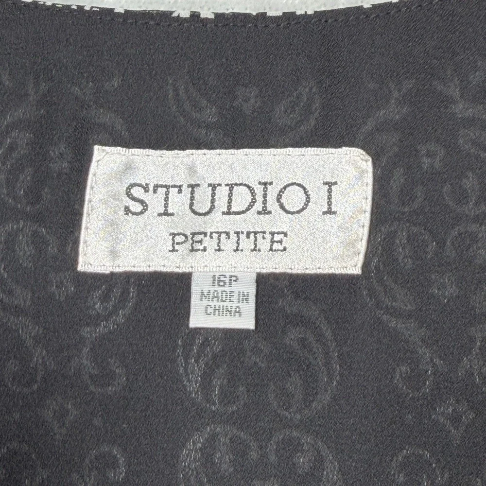 Vintage 90s Black White Dress Cardigan Set‎ Studio I Petite 16P XL Dark Academia